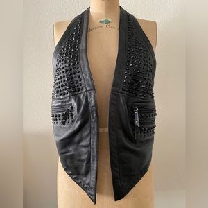SKINGRAFT by Johnny Cotta black leather studded harness vest. size: Large